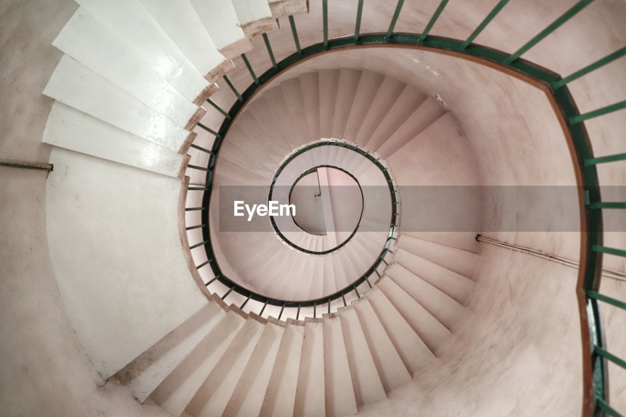 Low angle view of spiral staircases inside lighthouse