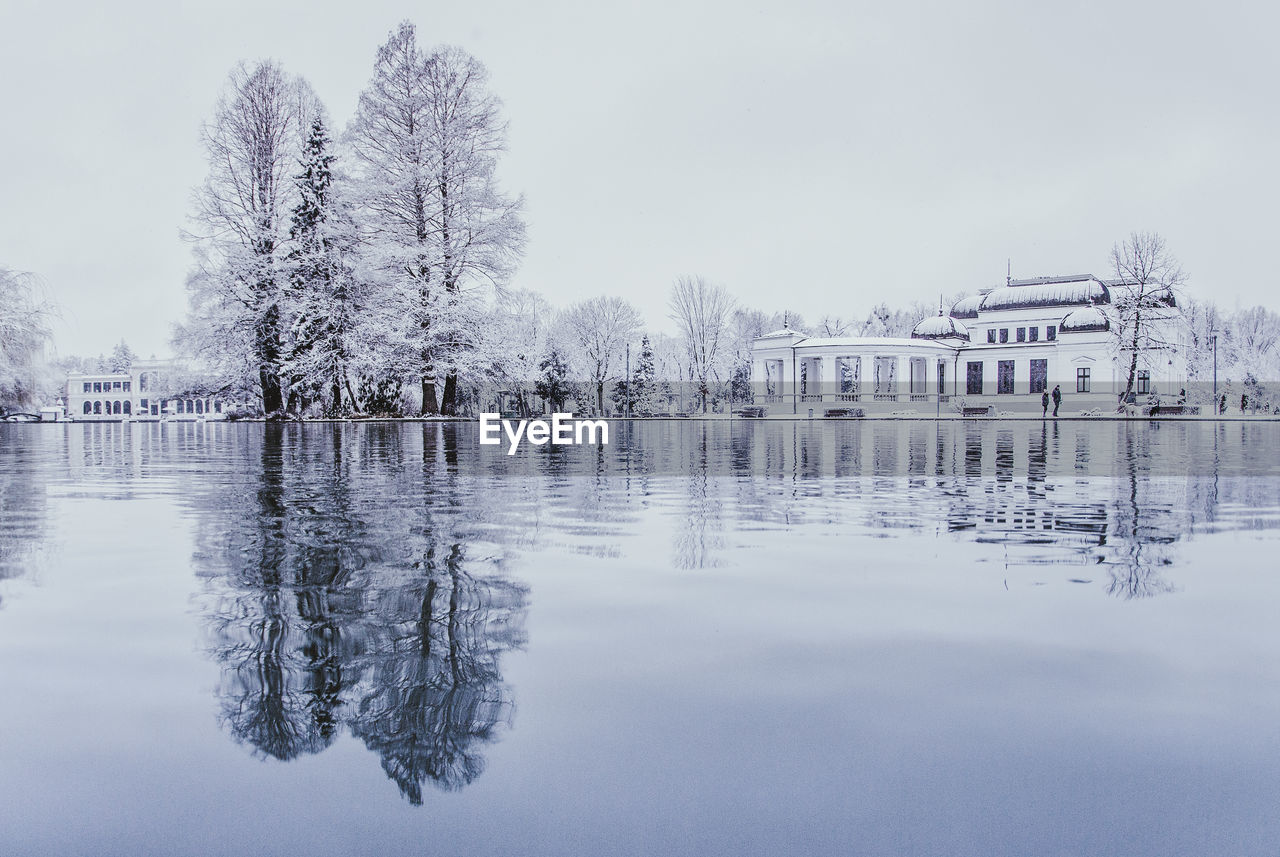 Reflection on chios lake. cluj-napoca city.