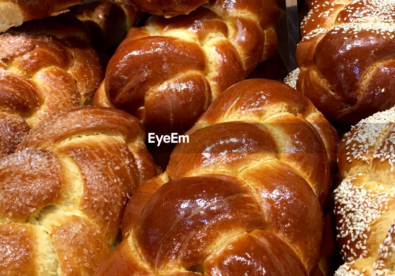 Full frame shot of challah breads