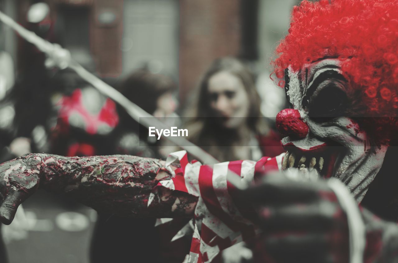 Spooky clown at zombie walk