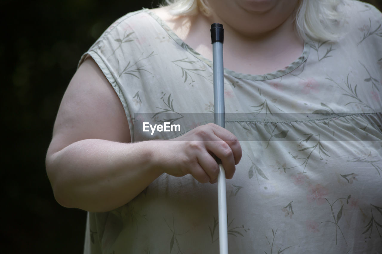 Blind woman's cane
