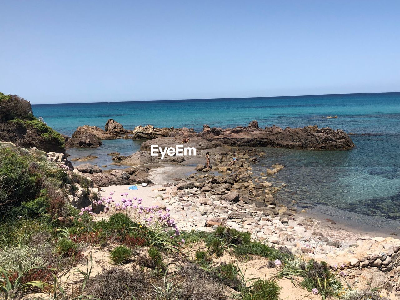 Scenic view of sea against clear sky