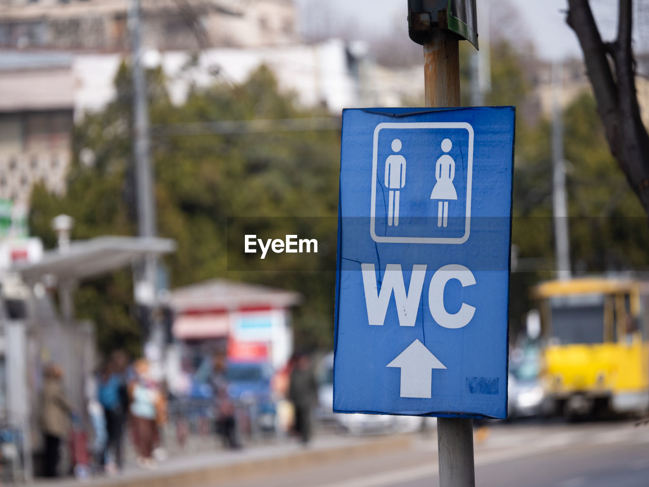 Close up of wc sign for men and women