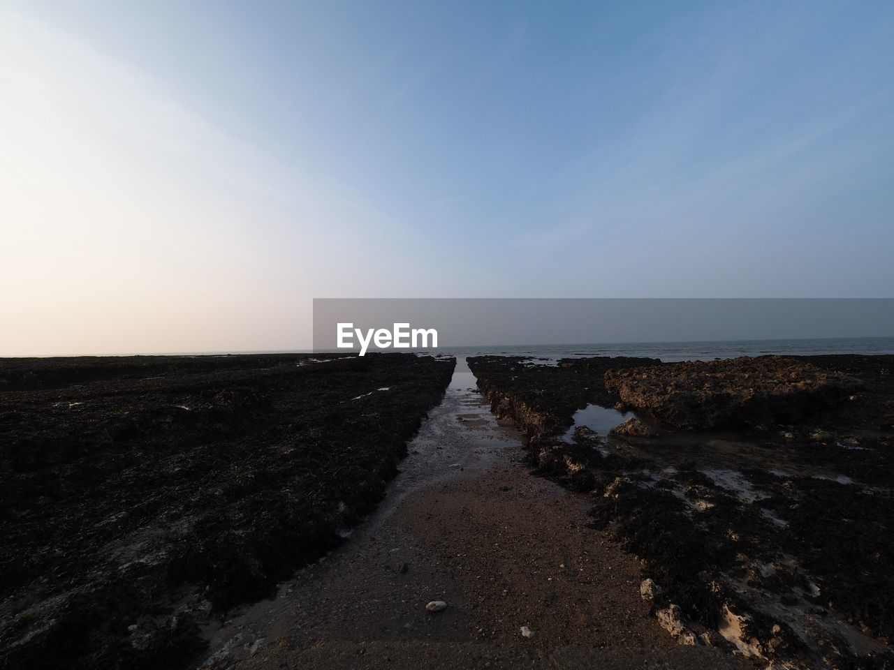 Scenic view of sea against clear sky