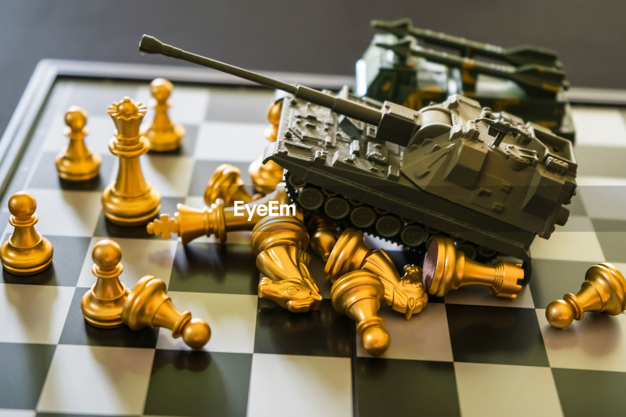 War on the chessboard.russian war of ukraine war concept