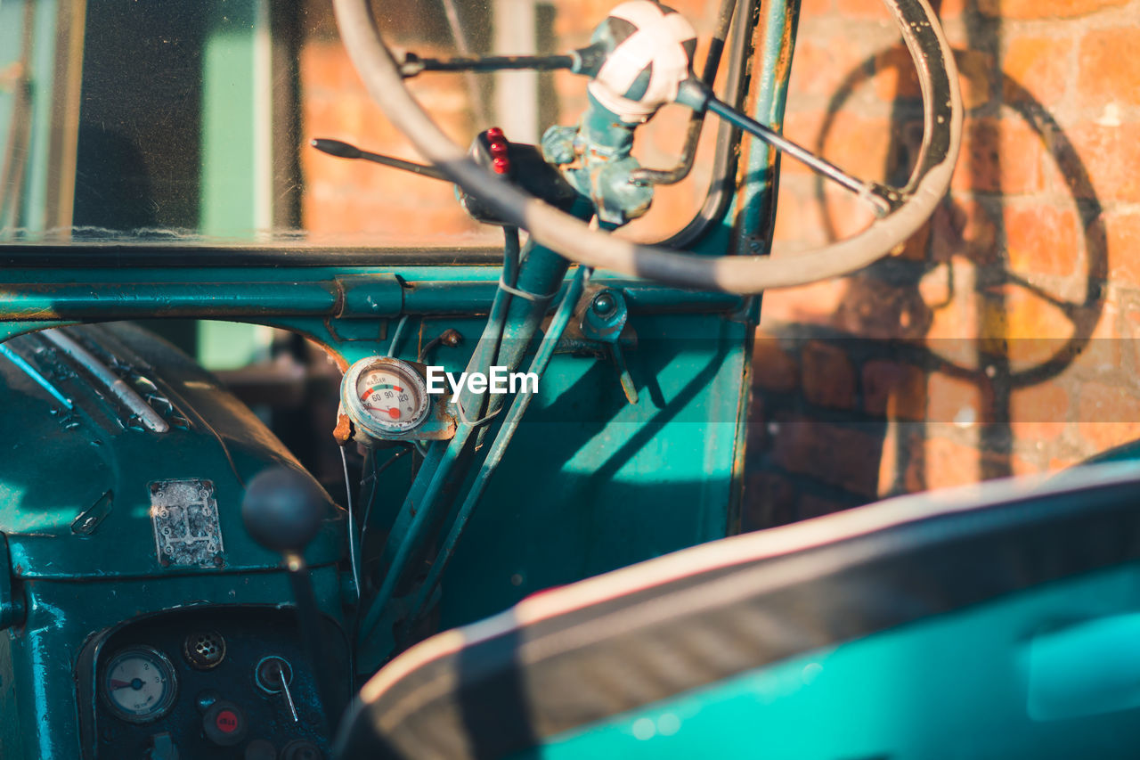 Close-up of vintage tractor