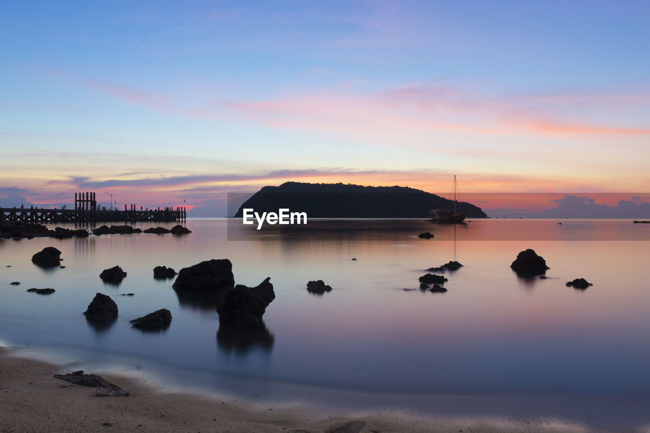 SCENIC VIEW OF SEA DURING SUNSET