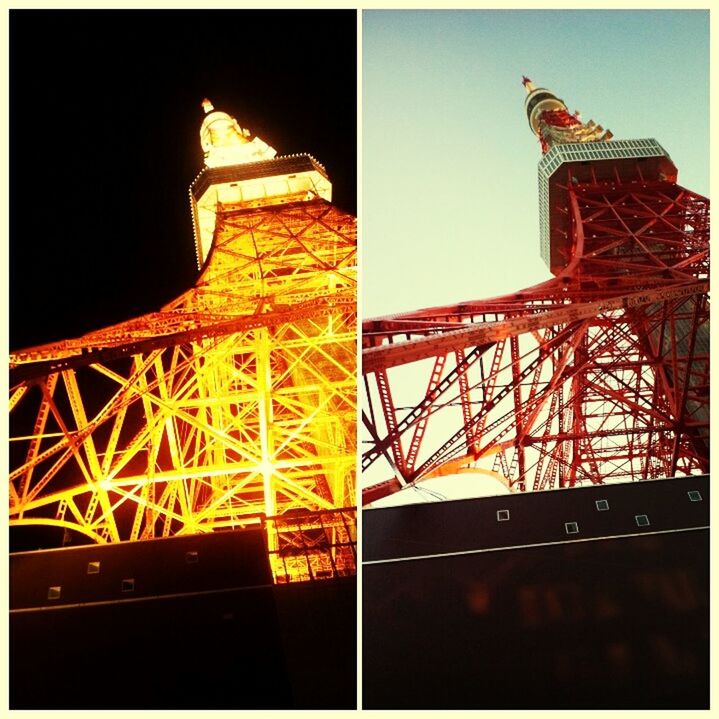 LOW ANGLE VIEW OF ILLUMINATED BUILT STRUCTURE