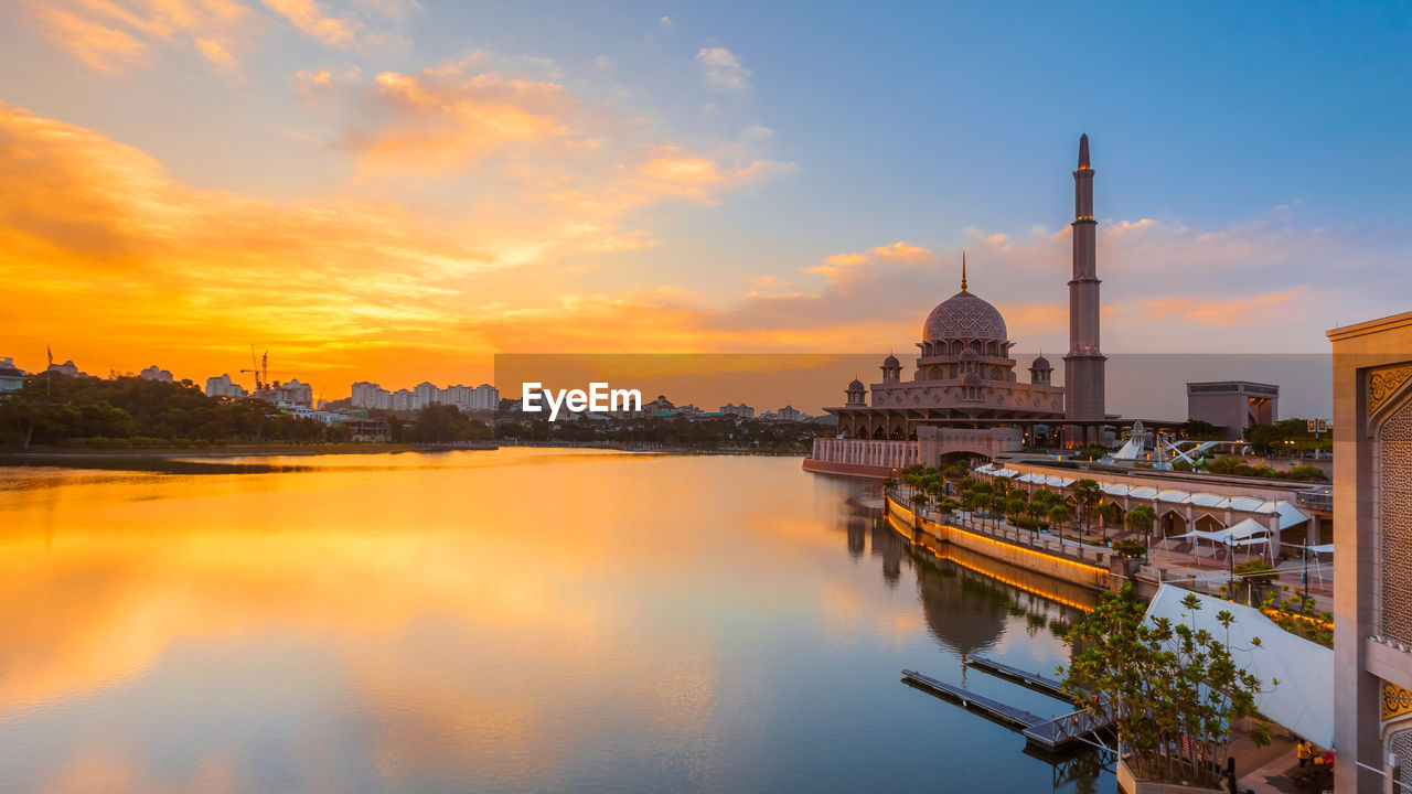 Putra mosque by putrajaya lake during sunset