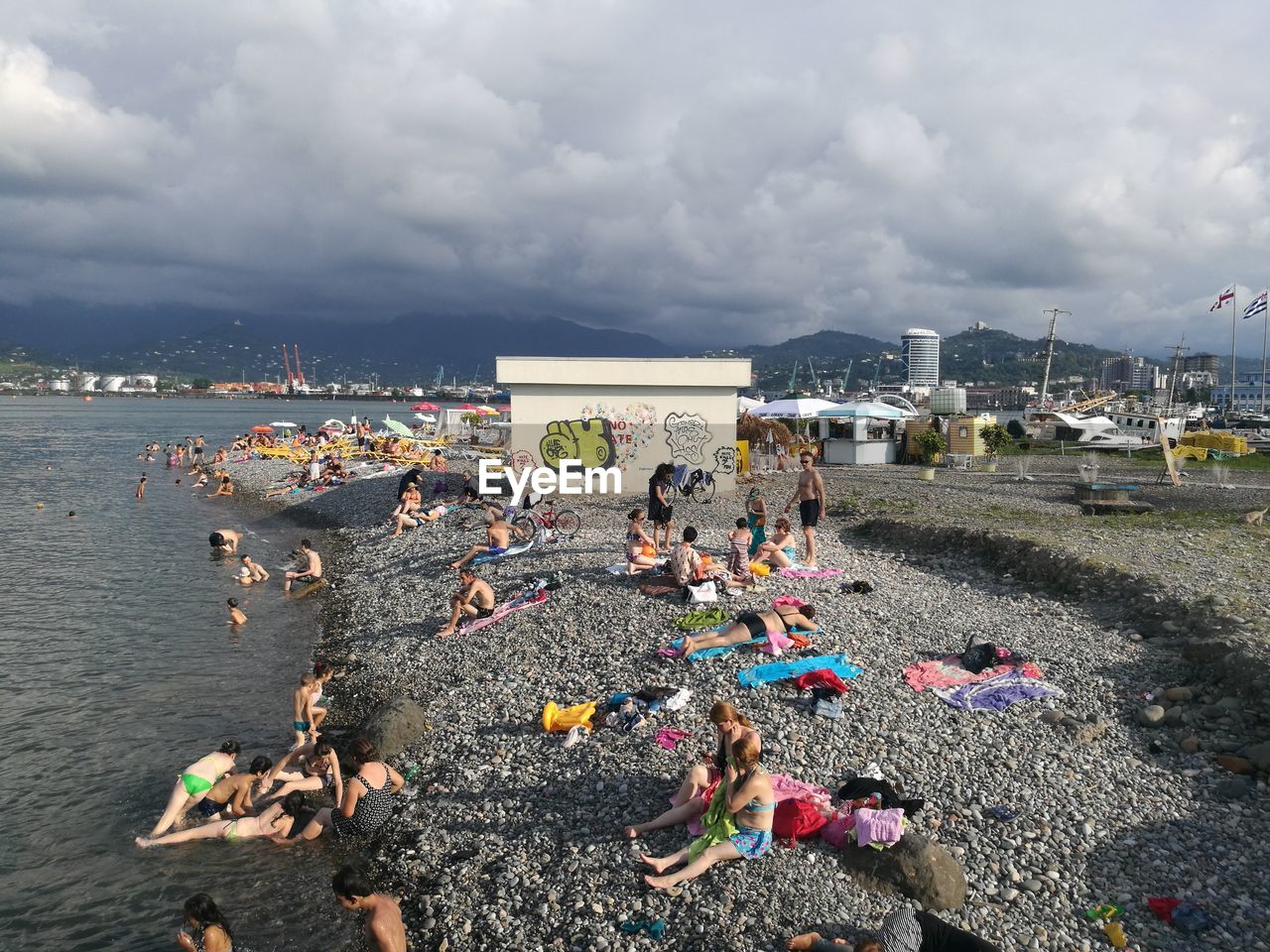 View of people on beach