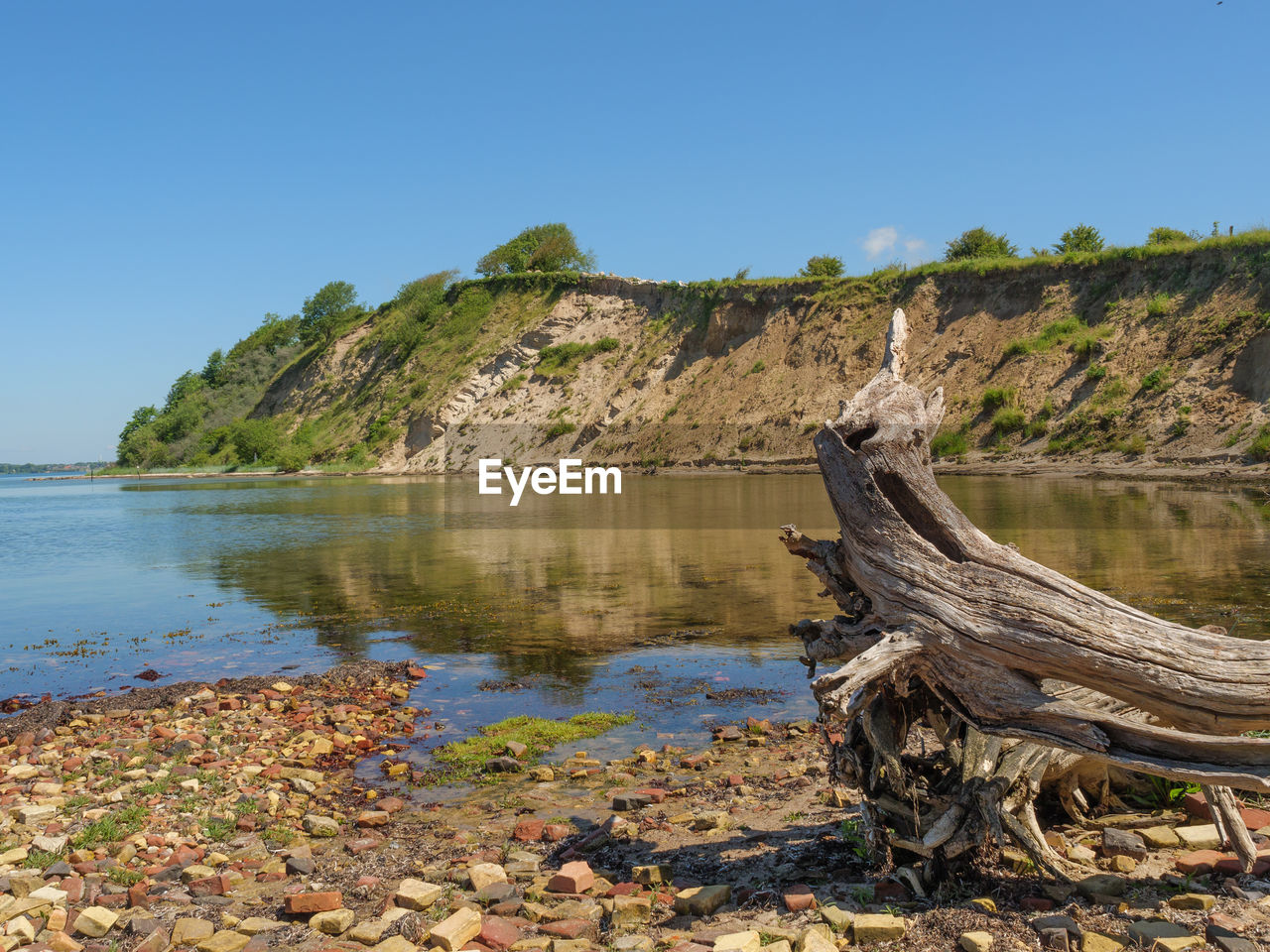 SCENIC VIEW OF LAKE AGAINST CLEAR SKY