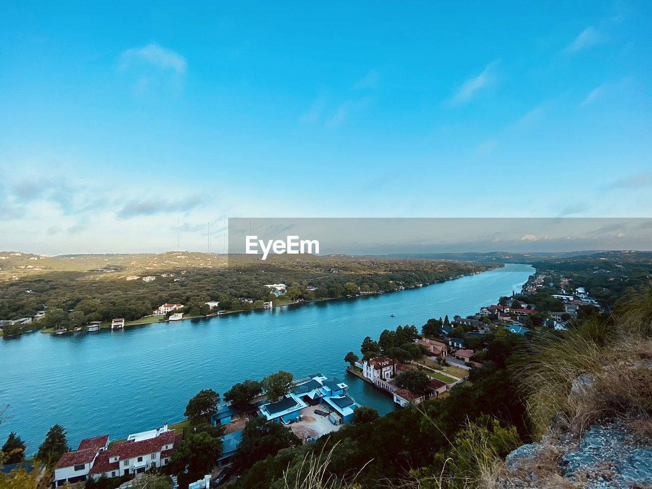 High angle view of sea against sky