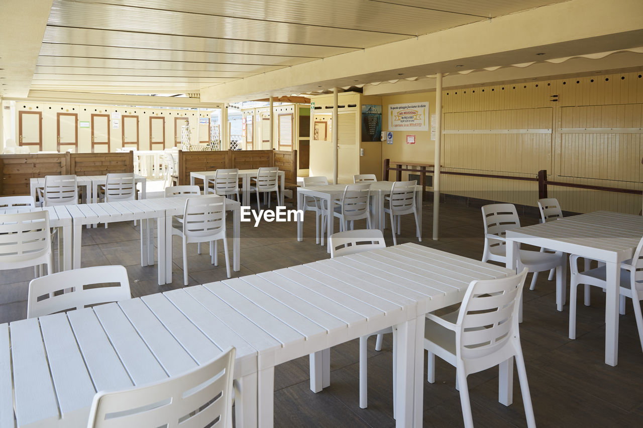 EMPTY CHAIRS IN RESTAURANT