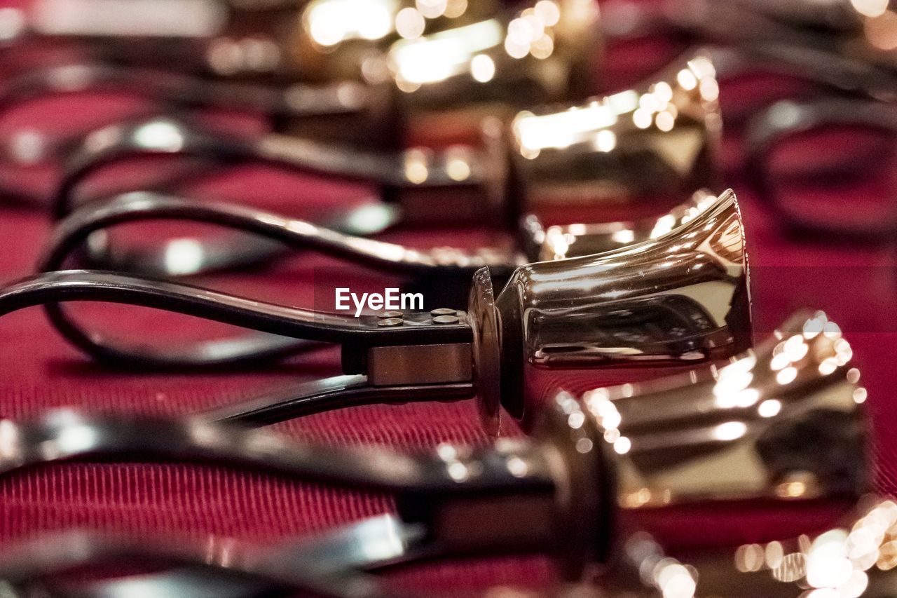 Close up of musical instrument on table