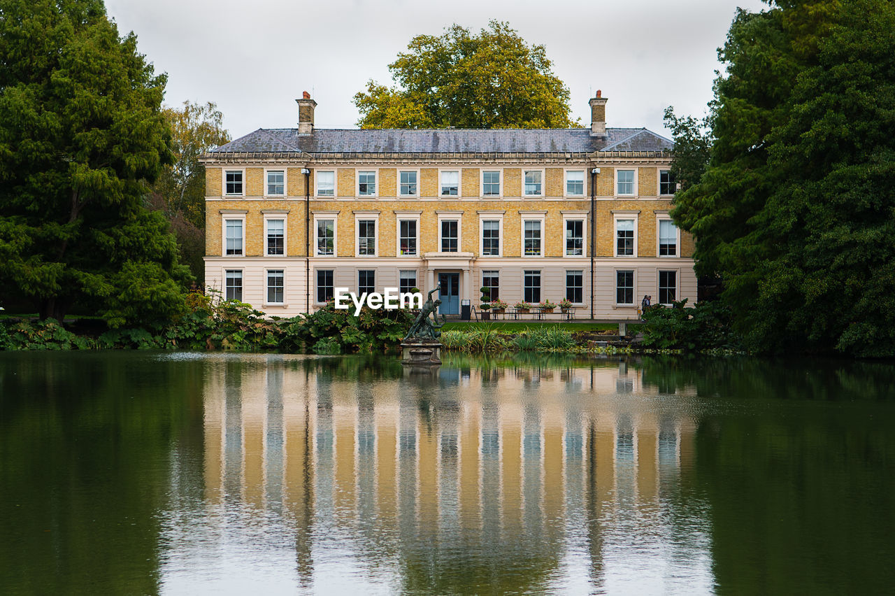 Building by lake