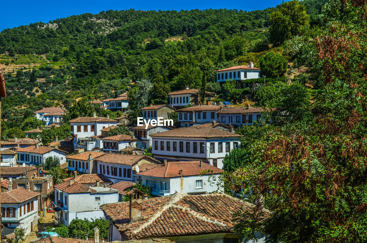 High angle shot of residential structures