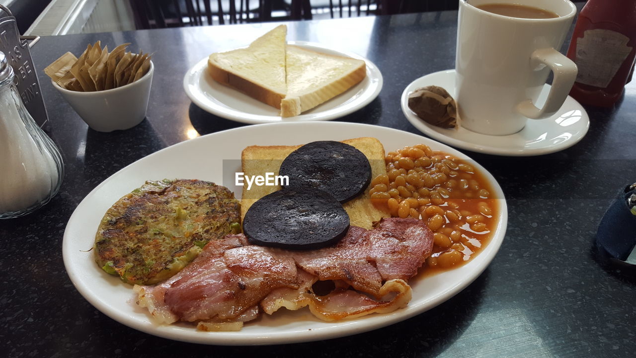 High angle view of breakfast on plate