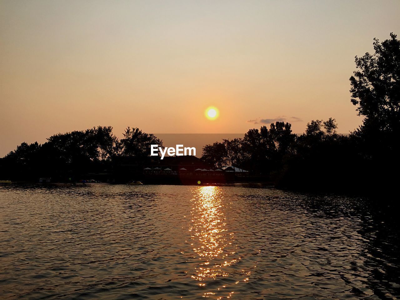 Idyllic shot of silhouette trees against sunset sky in twin lakes recreation area