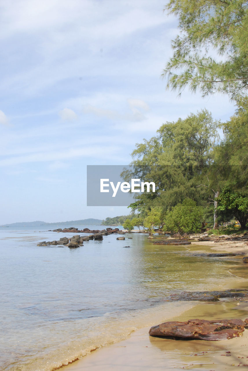 View of calm beach against sky