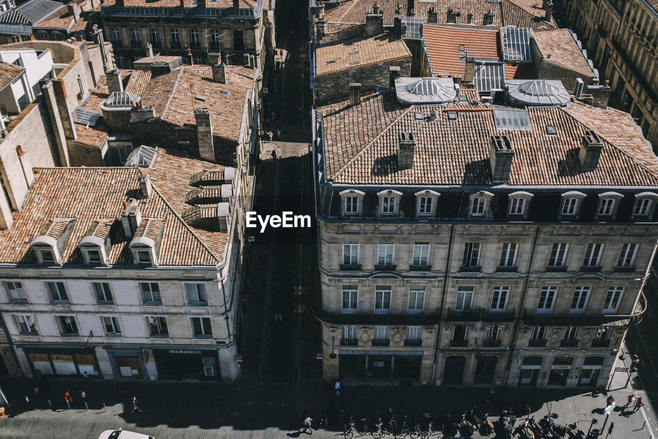 High angle view of buildings in city