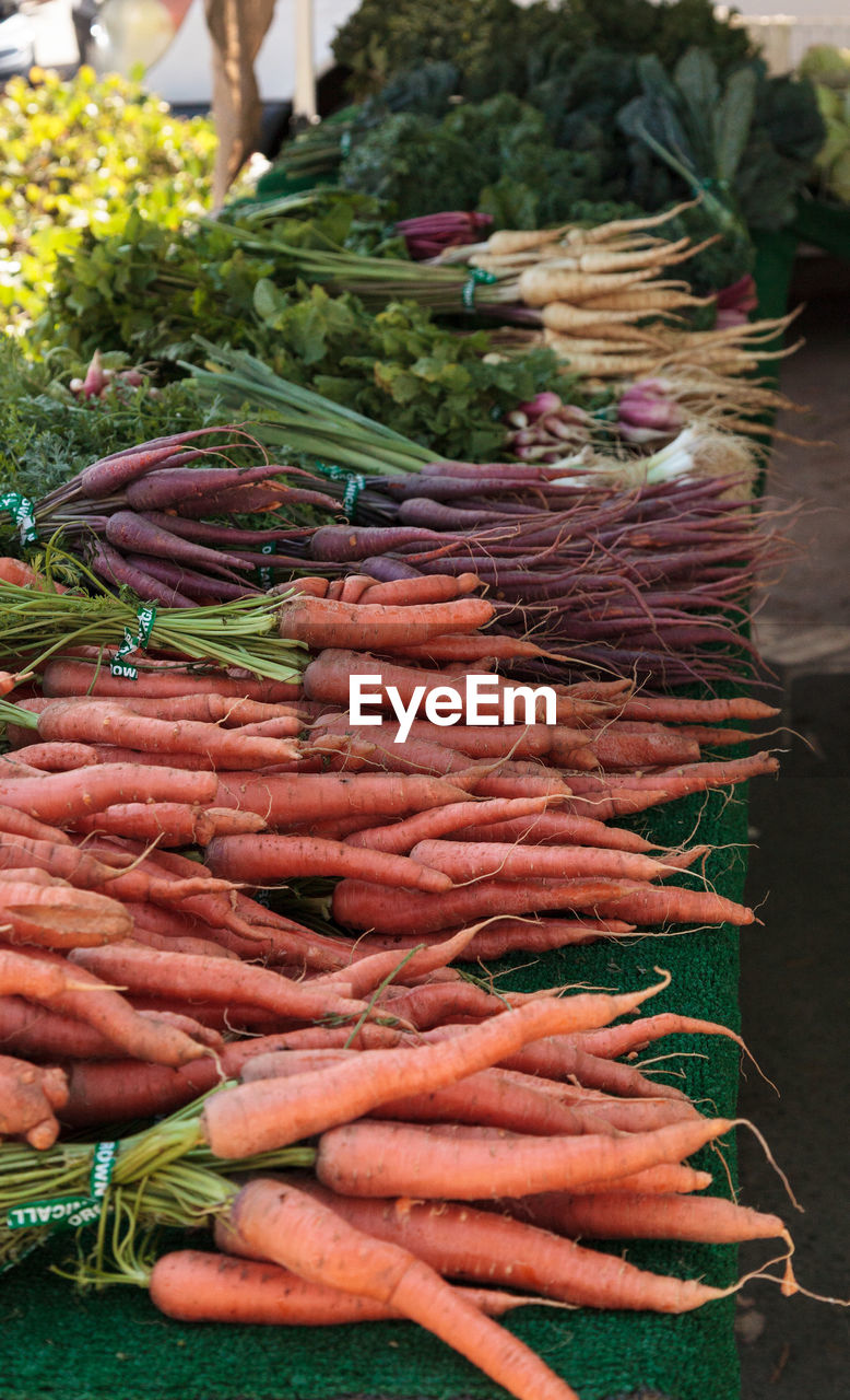 Close-up of various vegetables for sale in market