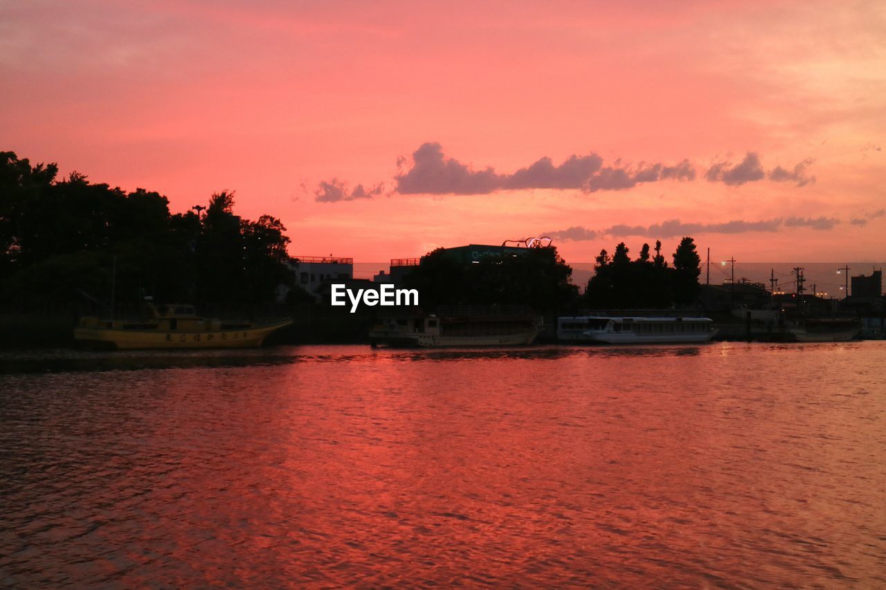 Scenic view of sea at sunset