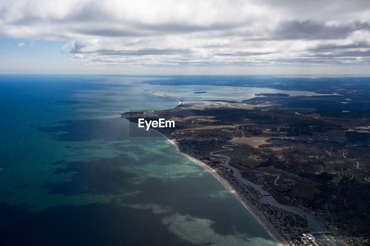 Aerial view of sea against sky