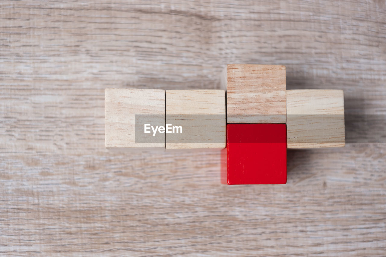 High angle view of toy blocks on table