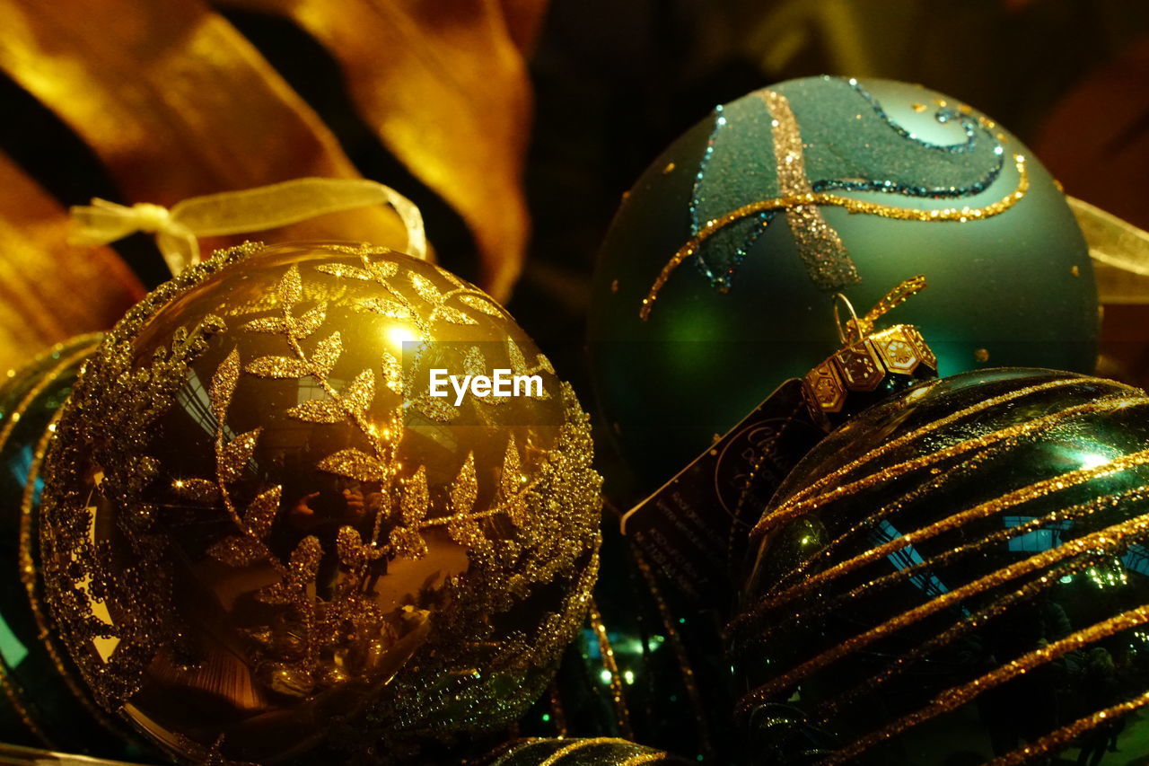 Close-up of christmas ornaments