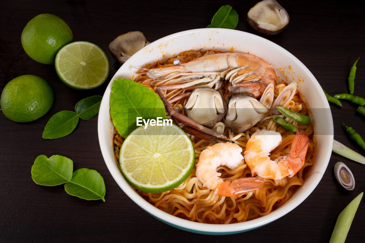 Instant noodles shrimp tom yum flavor.