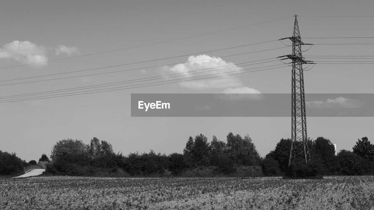 ELECTRICITY PYLONS ON FIELD