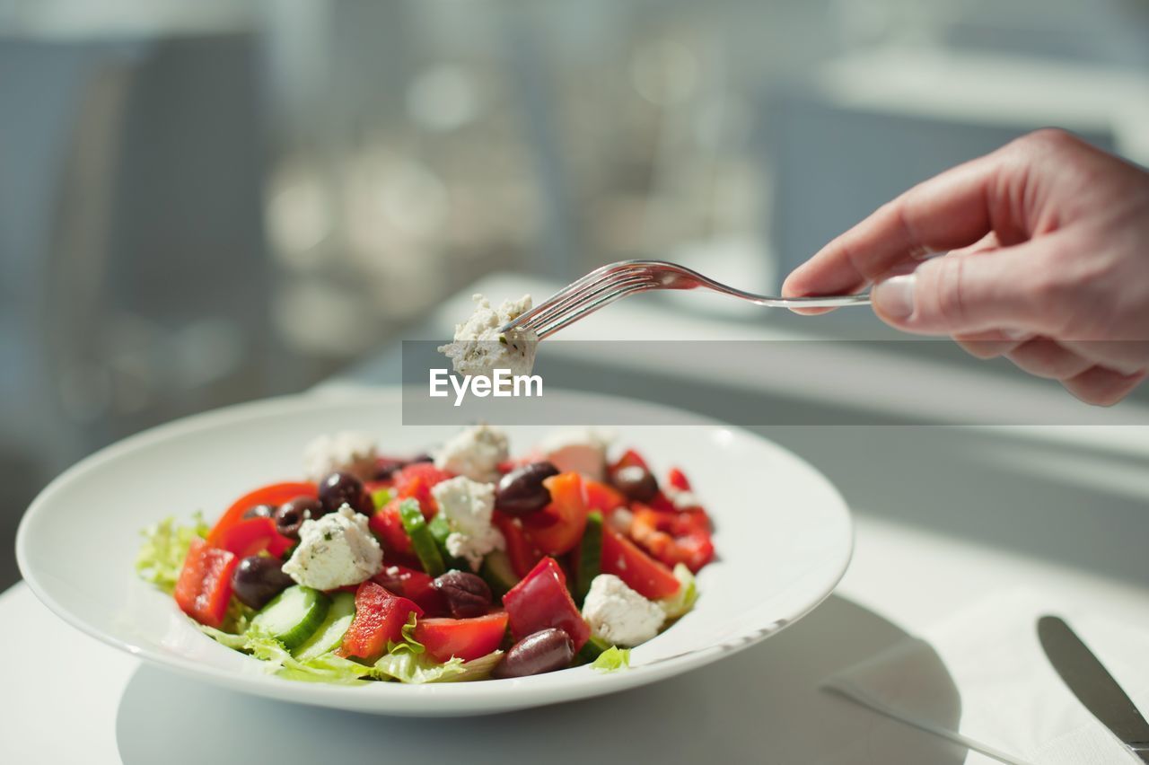 Cropped image of person holding salad