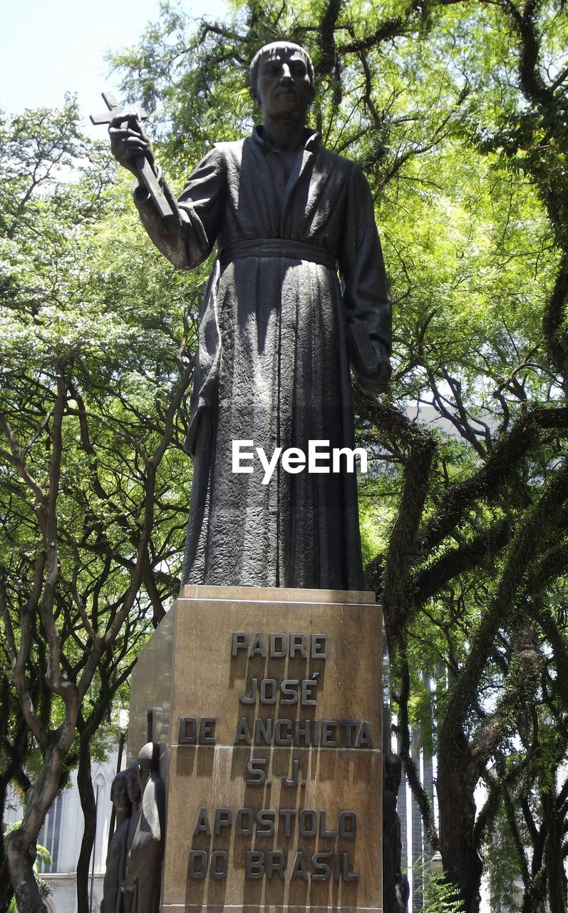 STATUE OF MAN AGAINST TREE