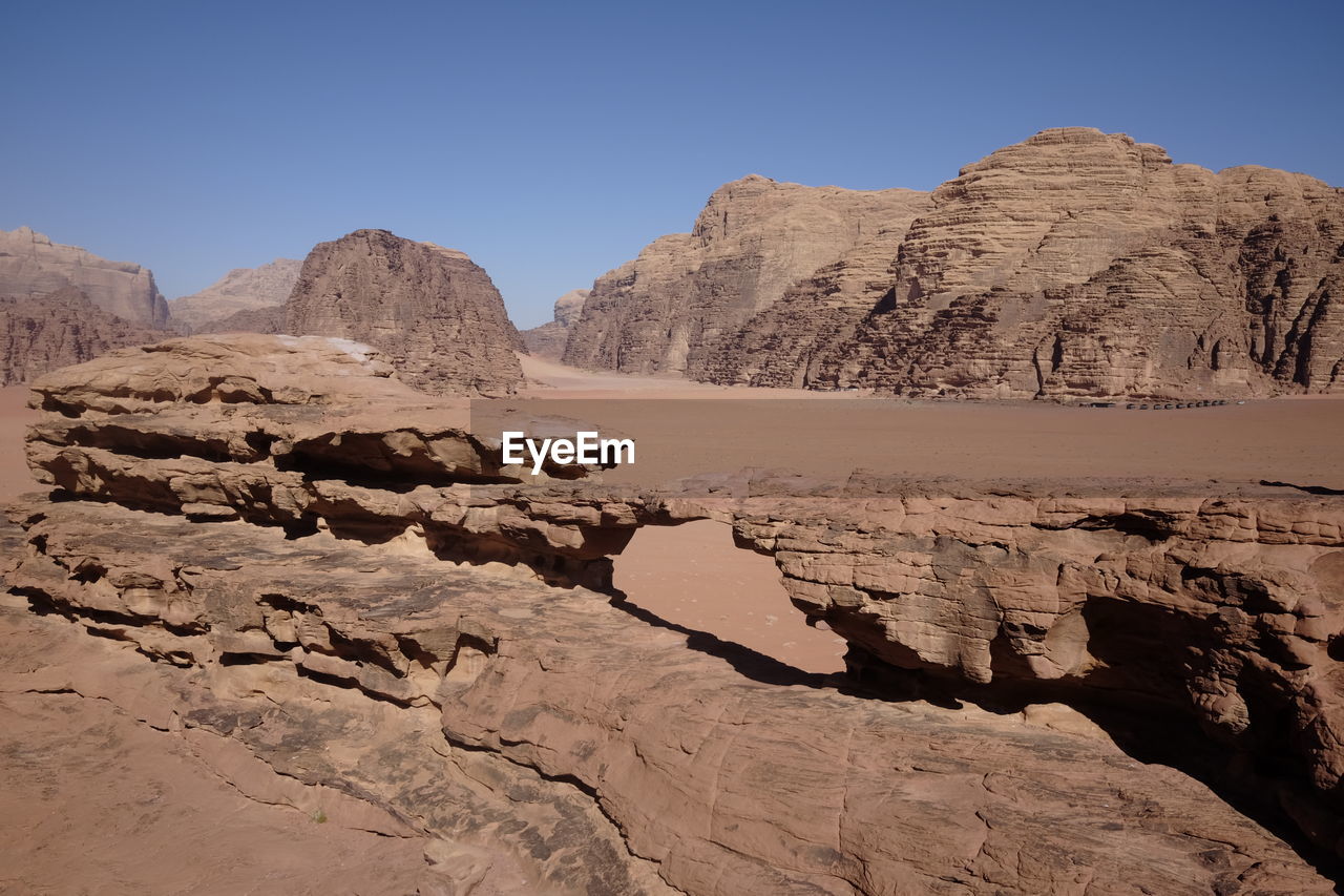 Rocks in desert against sky