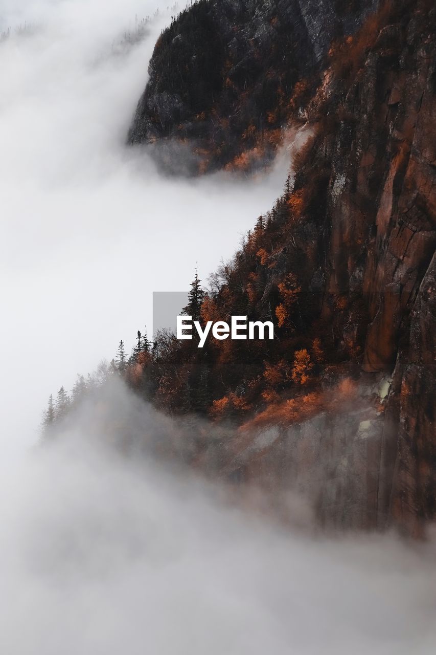 Scenic view of snow covered land against sky