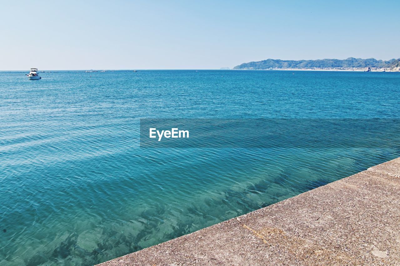 Scenic view of sea against clear sky