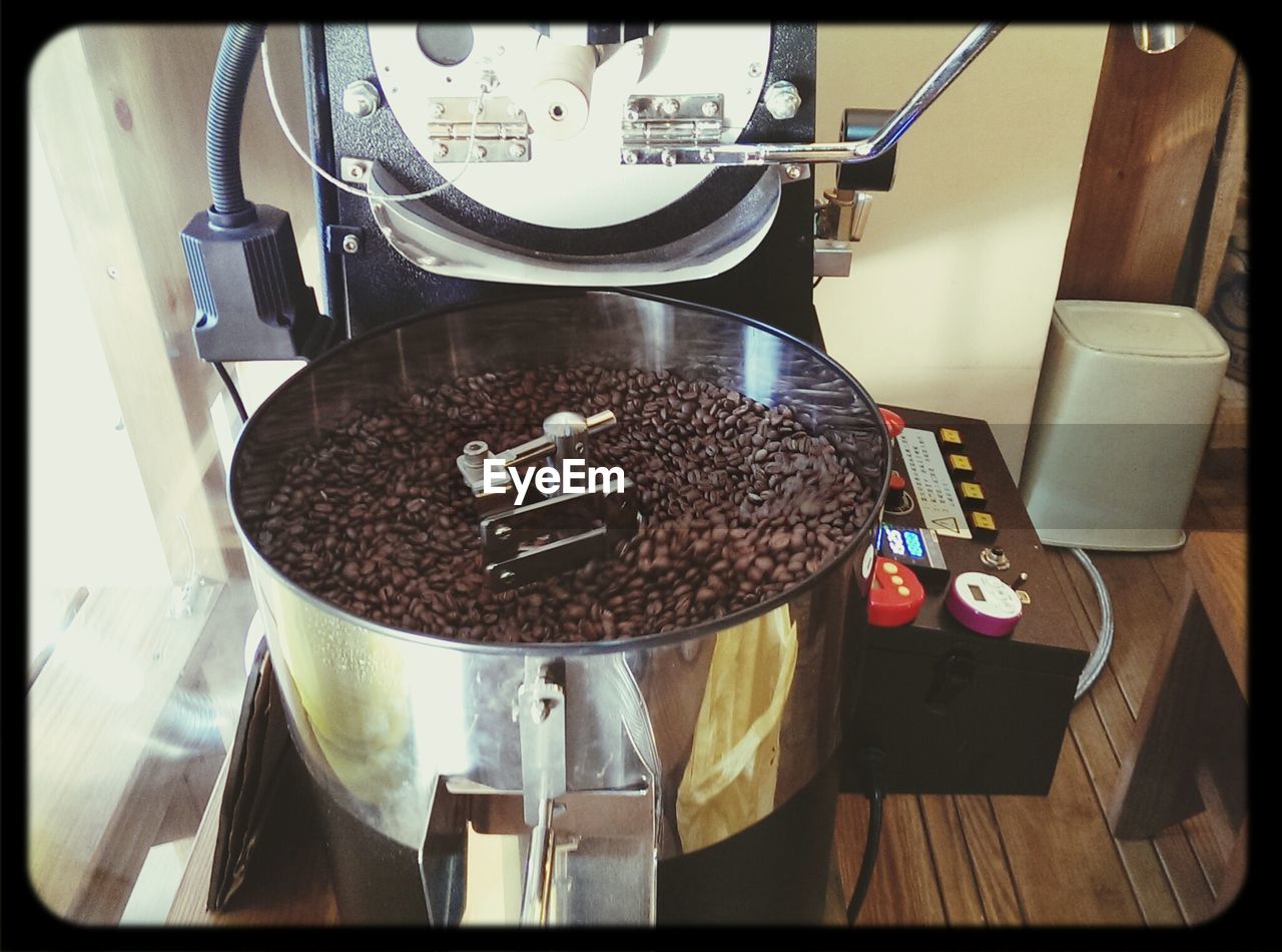 Coffee beans in coffee bean roaster