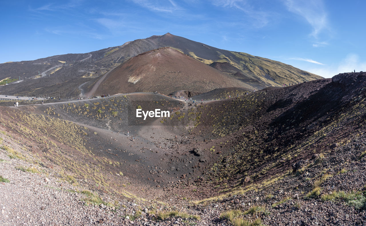 The beautiful etna volcano with its silvestri craters