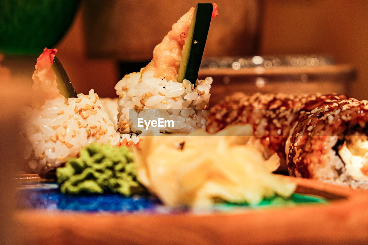 Close-up of food on table