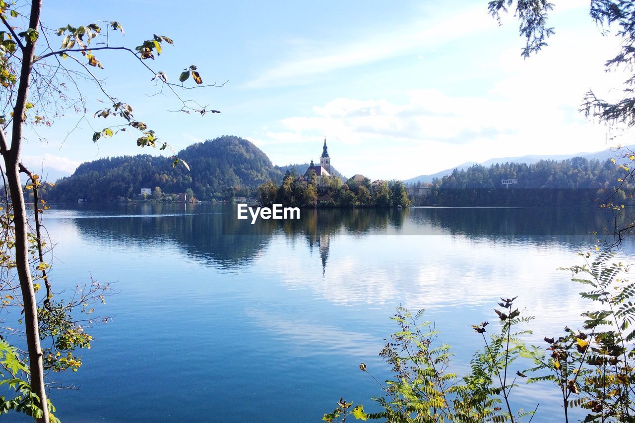 Scenic view of lake against sky