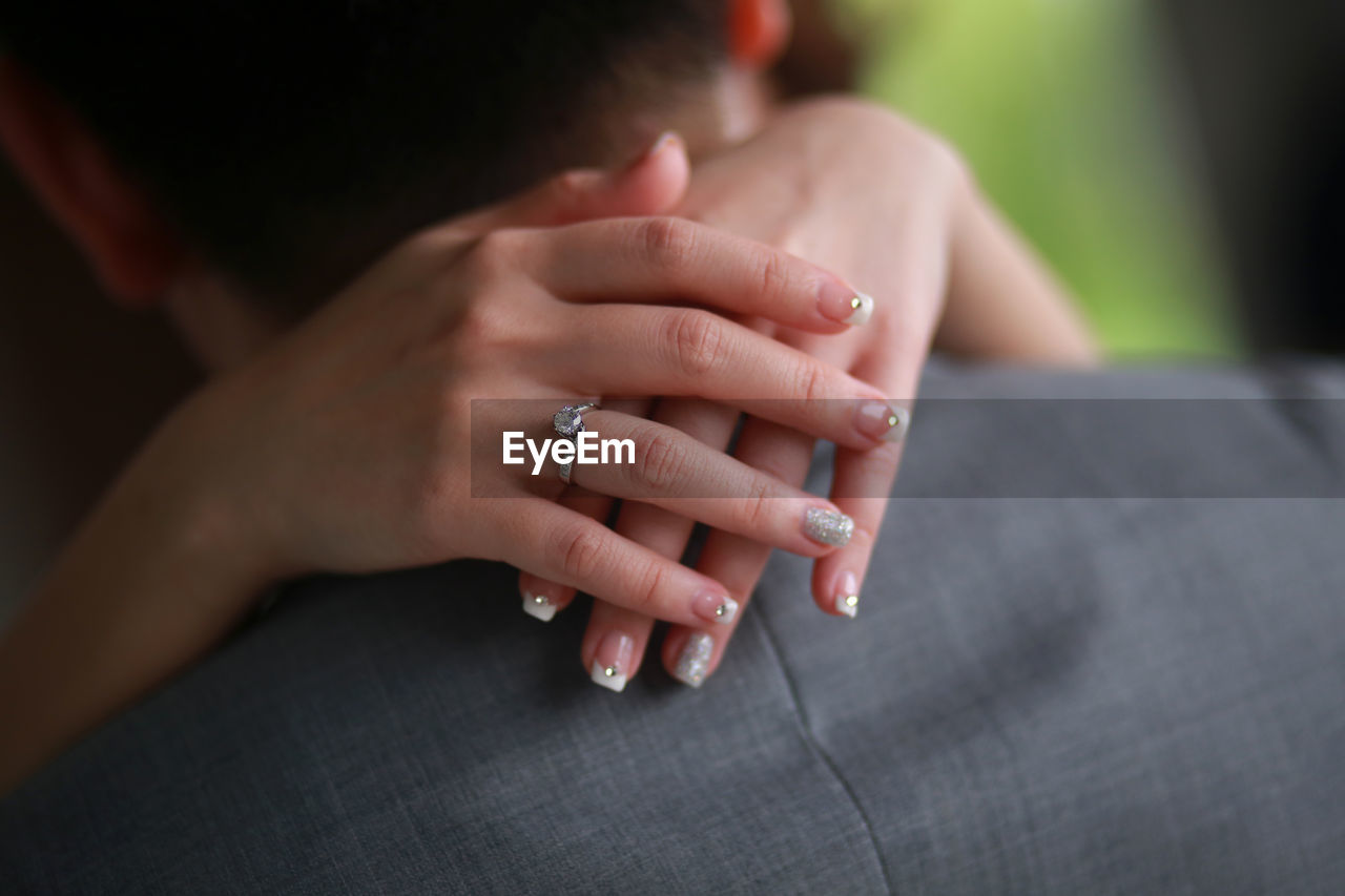 Close-up of couple embracing