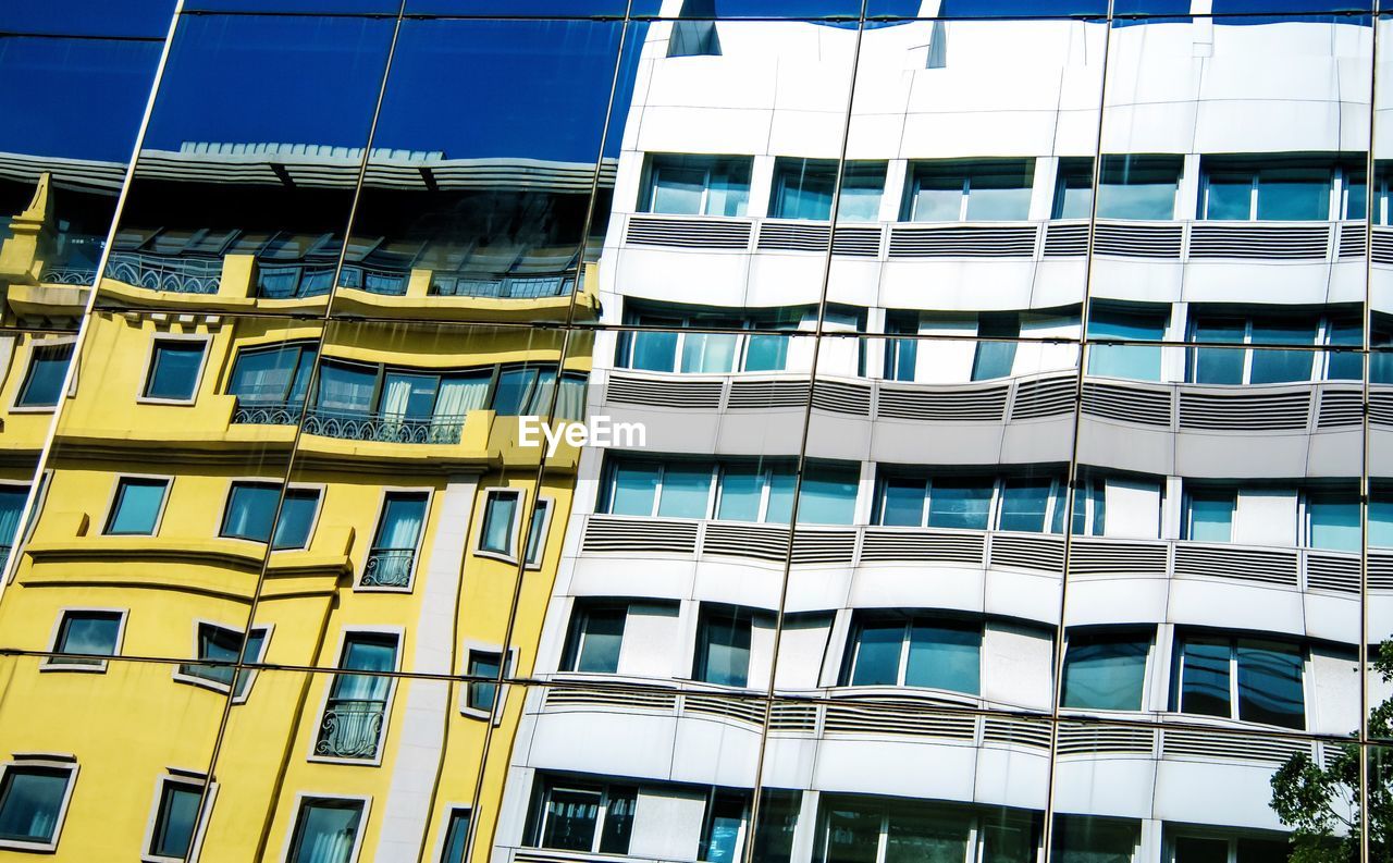 LOW ANGLE VIEW OF MODERN BUILDING AGAINST BLUE SKY