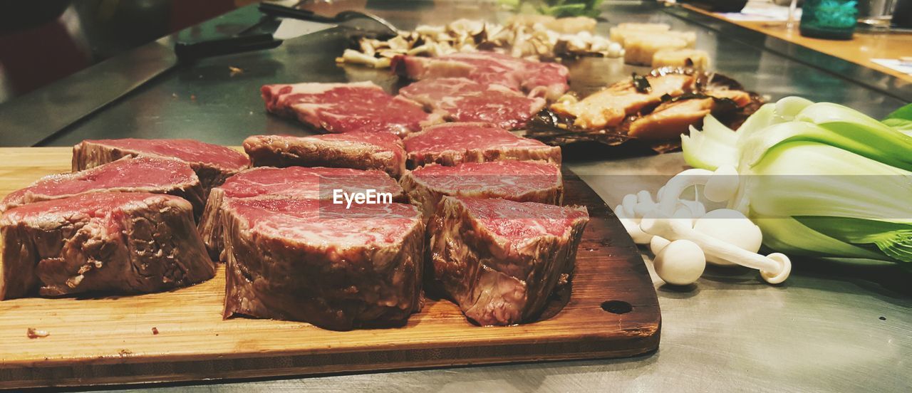 Close-up of food on table