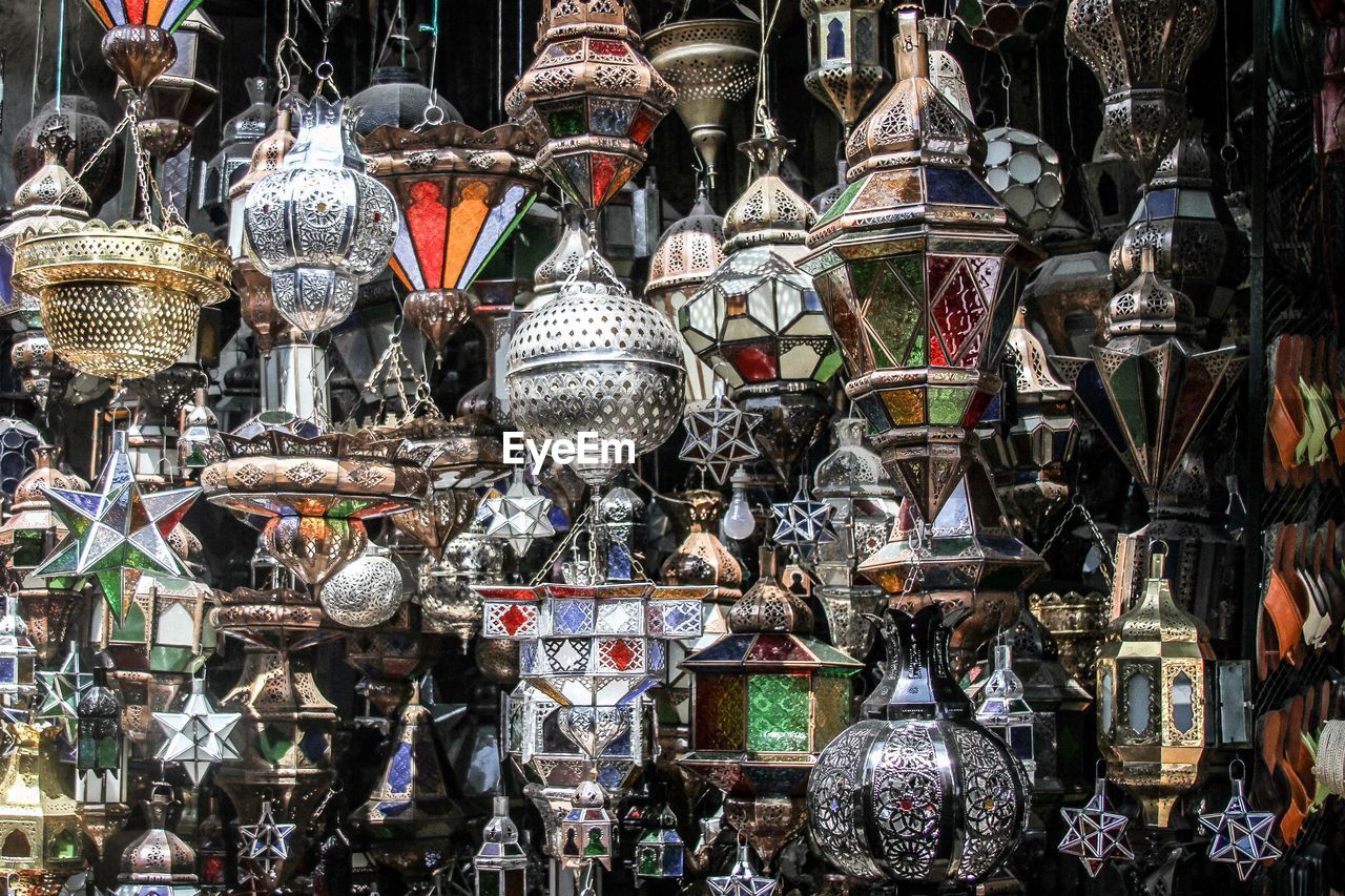 Traditional lanterns in antique shop