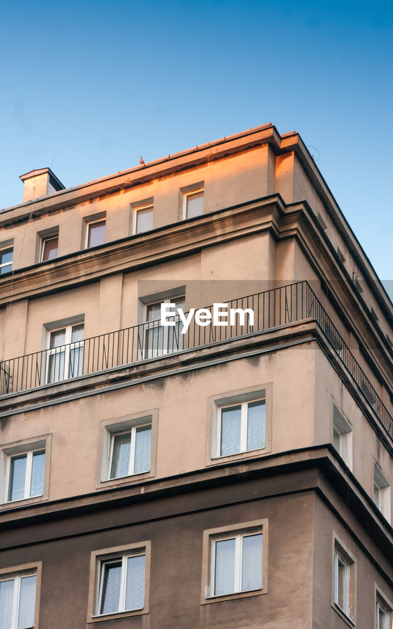 Low angle view of building against clear sky