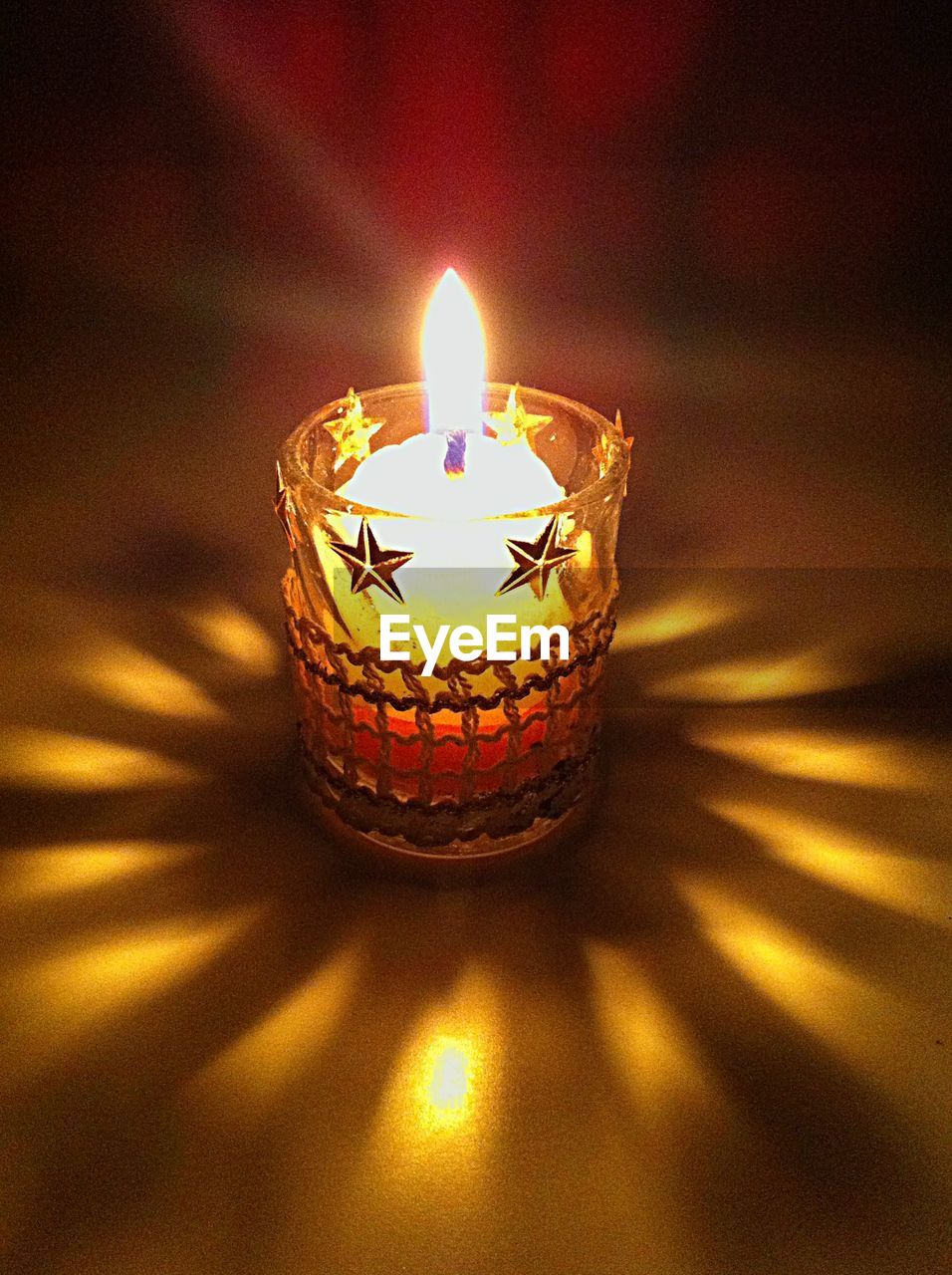 Tea light candle on table