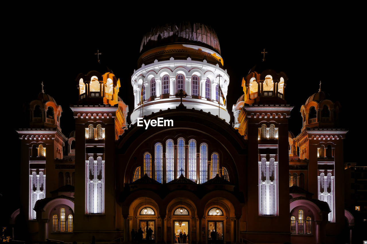 Night illumination of the church of saint andreas patras