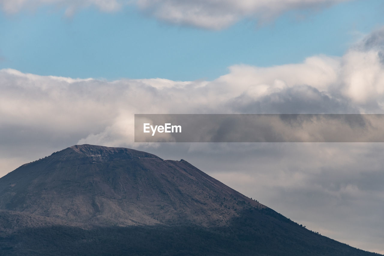 View of the vesuvius volcano and mount somma taken from the square of san martino