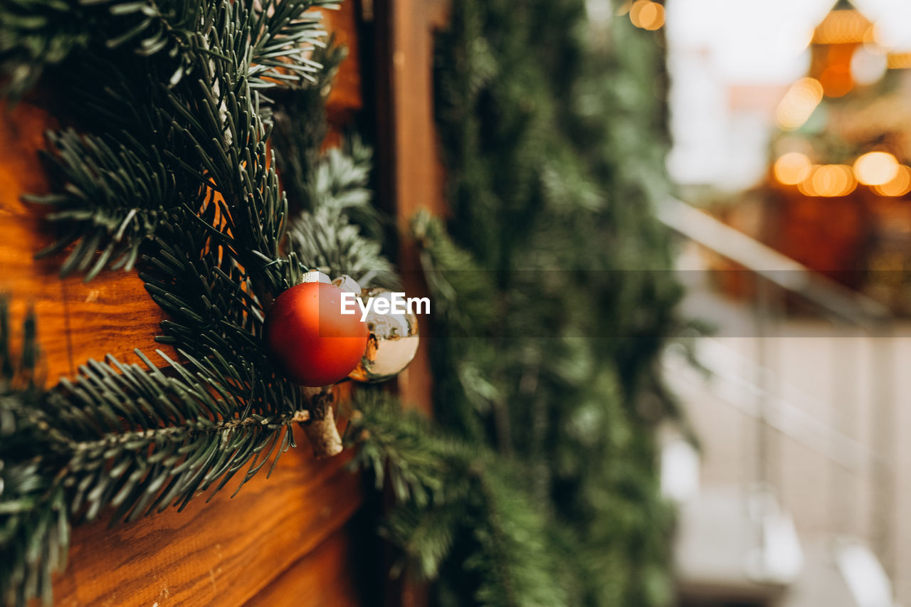 Holiday decorations in europian christmas market