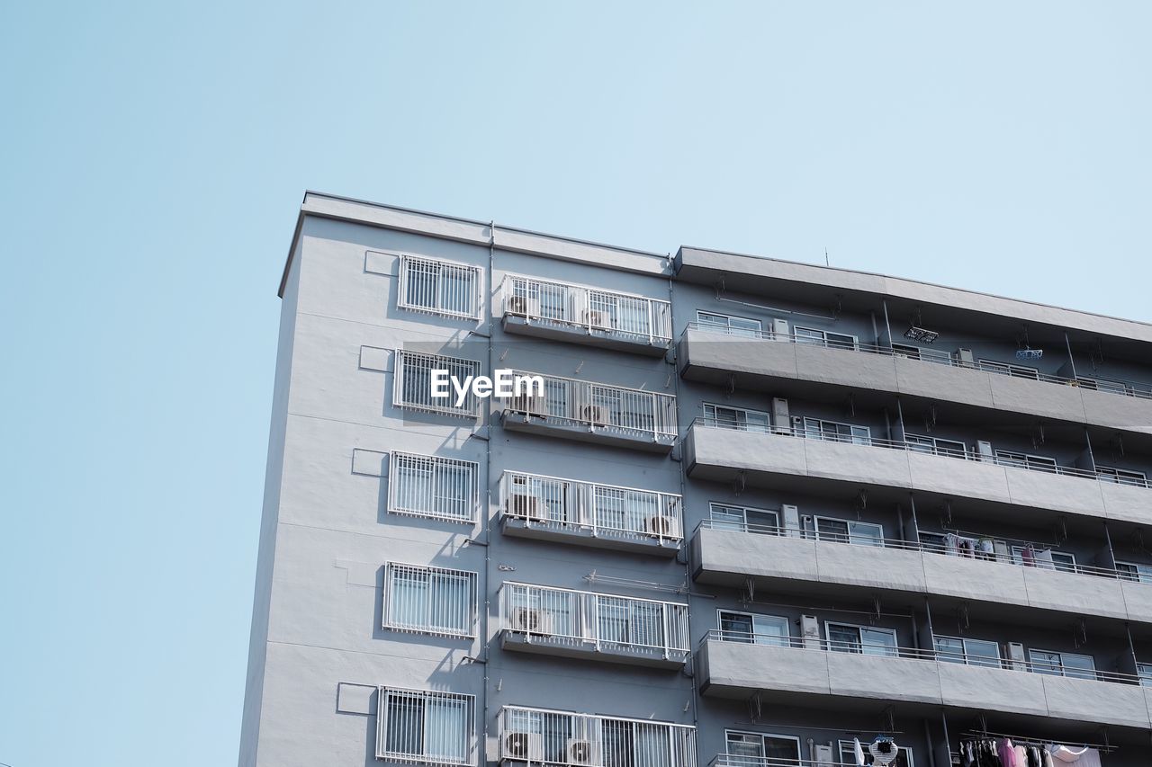 Low angle view of building against clear sky